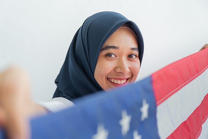 Muslim with American flag