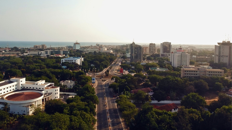 Aerial view of Accra, Ghana.