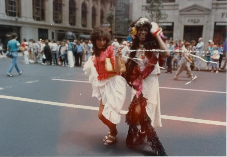 Photo citation: "Marsha P. Johnson and Sylvia Rivera at Pride March, 1986."  Photograph.  1986.  Digital Transgender Archive,  https://www.digitaltransgenderarchive.net/files/9019s278x  (accessed July 22, 2023).