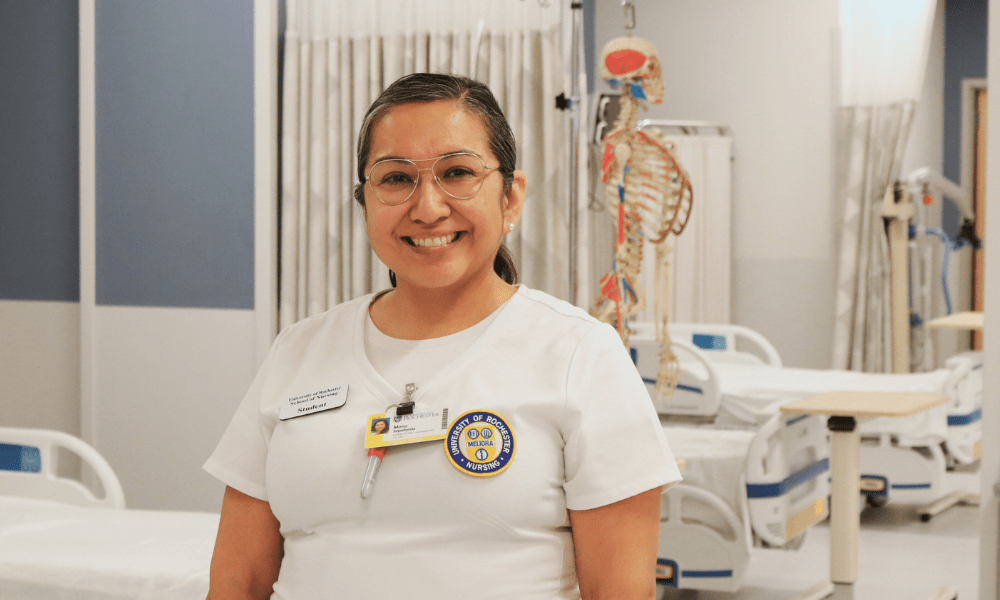 Mona Sepulveda, a UR Nursing Scholars student in the School's skills lab.